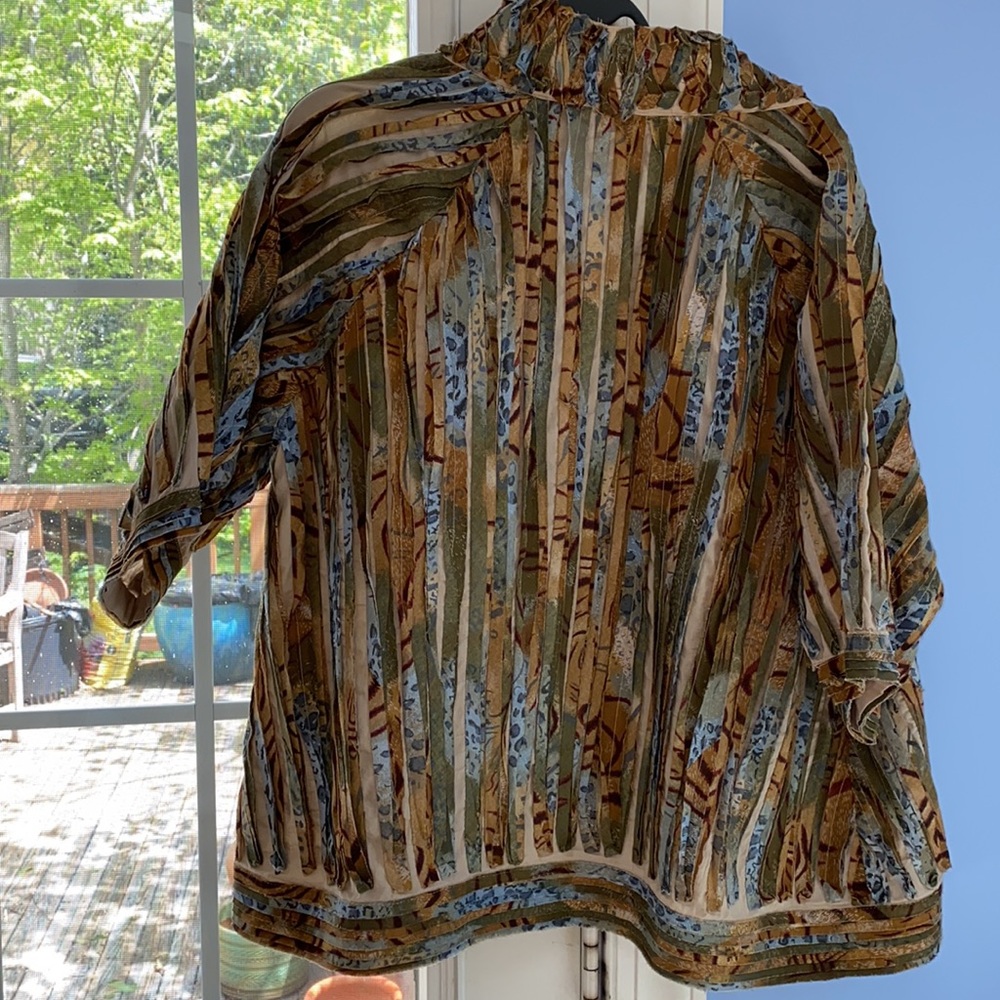 Chico's Multi-Color Ruffled Open Front Jacket - Picture 3 of 4